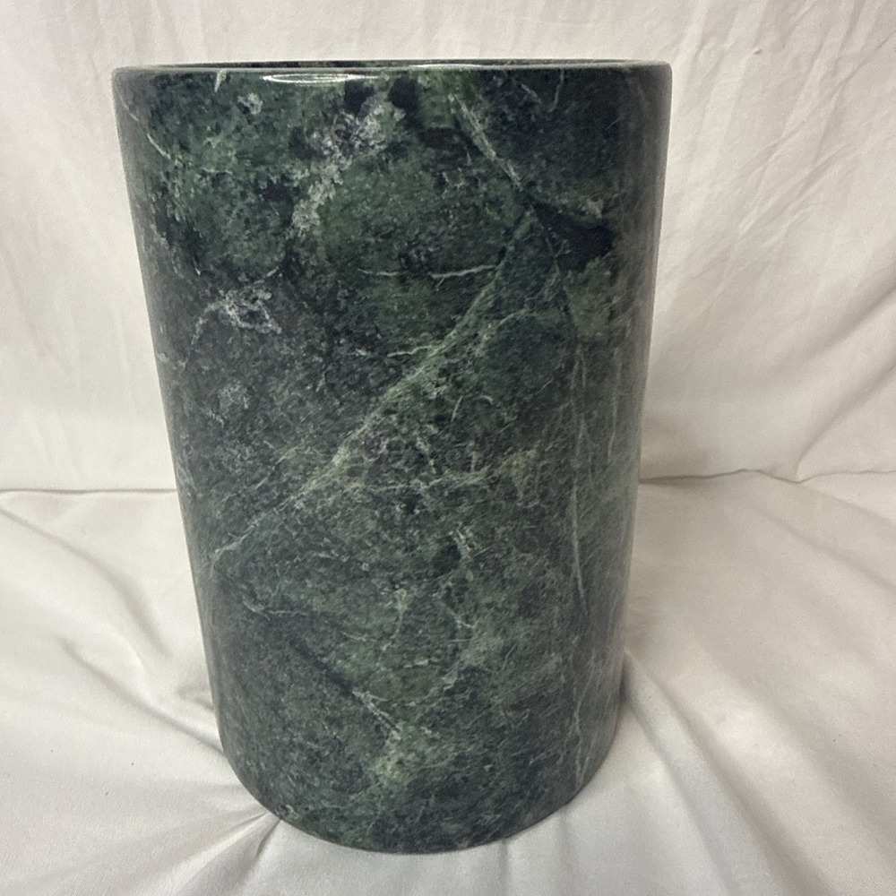 Vintage MCM Green Marble Kitchen Utensil Holder Crock Wine Chiller 7" Container